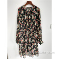 Dames bloemen chiffon jurk met lange mouwen